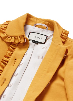 Detail View - Click To Enlarge - GUCCI - Ruffle trim silk-wool cady jacket