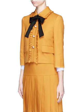Front View - Click To Enlarge - GUCCI - Ruffle trim silk-wool cady jacket