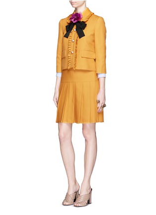 Figure View - Click To Enlarge - GUCCI - Ruffle trim silk-wool cady jacket