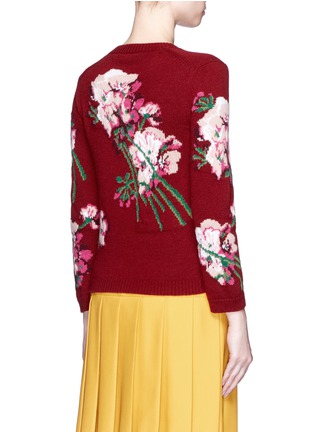 Back View - Click To Enlarge - GUCCI - Bloom print Merino wool knit sweater