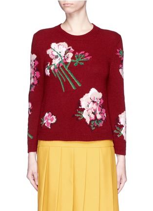 Main View - Click To Enlarge - GUCCI - Bloom print Merino wool knit sweater