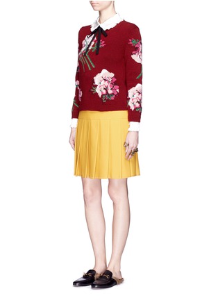 Figure View - Click To Enlarge - GUCCI - Bloom print Merino wool knit sweater