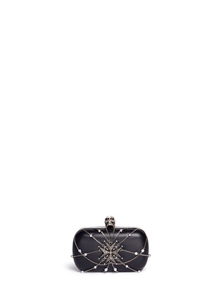 Main View - Click To Enlarge - ALEXANDER MCQUEEN - Crystal star harness skull leather box clutch
