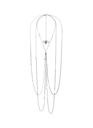 Main View - Click To Enlarge - ALEXANDER MCQUEEN - Crystal spider pendant faux pearl harness necklace
