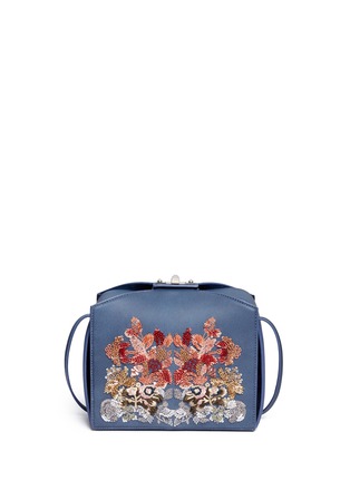 Back View - Click To Enlarge - ALEXANDER MCQUEEN - 'The Box Bag' in sequin floral embroidery