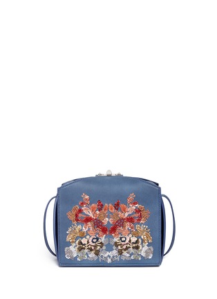 Main View - Click To Enlarge - ALEXANDER MCQUEEN - 'The Box Bag' in sequin floral embroidery