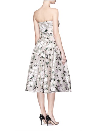 Back View - Click To Enlarge - ALEXANDER MCQUEEN - Floral fil coupé taffeta organdy strapless dress