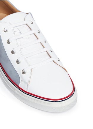 Detail View - Click To Enlarge - THOM BROWNE  - Contrast vamp nubuck leather sneakers