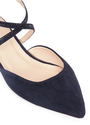 Detail View - Click To Enlarge - J.CREW - Suede cross-strap crystal flats