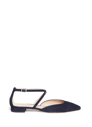 Main View - Click To Enlarge - J.CREW - Suede cross-strap crystal flats