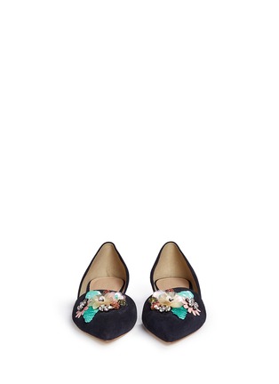 Front View - Click To Enlarge - J.CREW - Collection Sloan jeweled suede d'Orsay flats