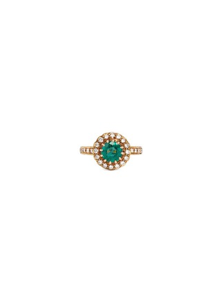 Main View - Click To Enlarge - AISHWARYA - Diamond pavé emerald 18k yellow gold plated ring