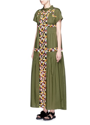 Figure View - Click To Enlarge - SACAI - Gridwork embroidered lace pleat maxi dress