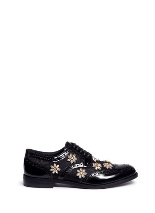 Main View - Click To Enlarge - - - 'Boy' jewelled daisy jacquard leather brogues
