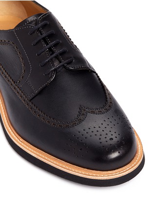 Detail View - Click To Enlarge - ARMANI COLLEZIONI - Longwing brogue leather Derbies