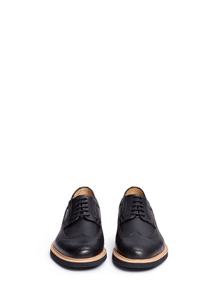 Front View - Click To Enlarge - ARMANI COLLEZIONI - Longwing brogue leather Derbies