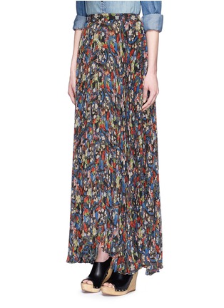 Front View - Click To Enlarge - ALICE & OLIVIA - 'Shannon' floral print plissé pleat chiffon maxi skirt