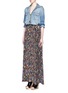 Figure View - Click To Enlarge - ALICE & OLIVIA - 'Shannon' floral print plissé pleat chiffon maxi skirt