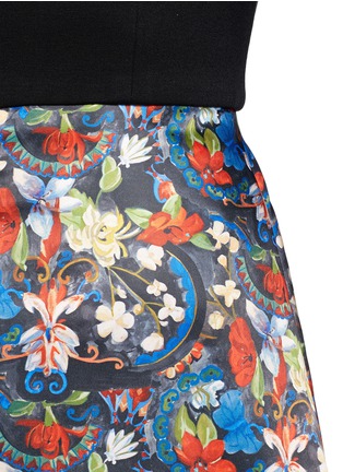 Detail View - Click To Enlarge - ALICE & OLIVIA - 'Bria' floral print sateen ponte knit combo dress
