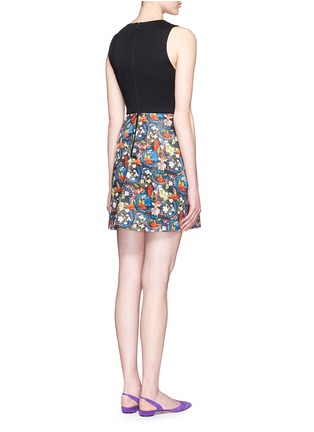 Back View - Click To Enlarge - ALICE & OLIVIA - 'Bria' floral print sateen ponte knit combo dress