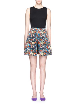 Main View - Click To Enlarge - ALICE & OLIVIA - 'Bria' floral print sateen ponte knit combo dress