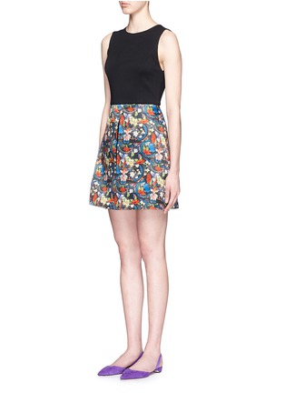 Figure View - Click To Enlarge - ALICE & OLIVIA - 'Bria' floral print sateen ponte knit combo dress