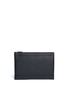 Back View - Click To Enlarge - BALENCIAGA - Navy Clip' medium perforated logo leather zip pouch