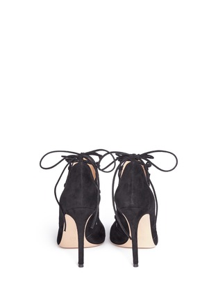 Back View - Click To Enlarge - GIANVITO ROSSI - 'Jennie' cutout lace-up suede sandal boots