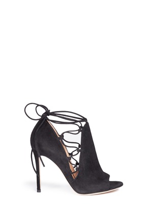 Main View - Click To Enlarge - GIANVITO ROSSI - 'Jennie' cutout lace-up suede sandal boots
