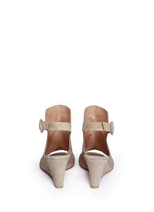 Back View - Click To Enlarge - GIANVITO ROSSI - Suede wedge sandal booties