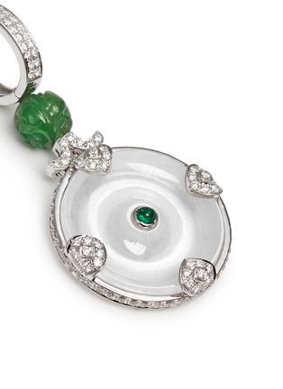 Detail View - Click To Enlarge - SAMUEL KUNG - Diamond garnet jade disc drop earrings