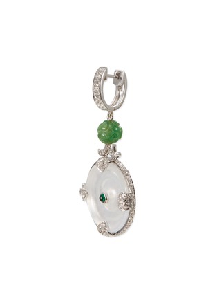Figure View - Click To Enlarge - SAMUEL KUNG - Diamond garnet jade disc drop earrings
