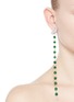 Figure View - Click To Enlarge - SAMUEL KUNG - Jade bead diamond drop asymmetric earring