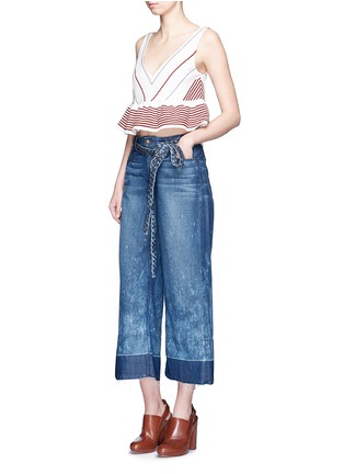 Figure View - Click To Enlarge - 72877 - Shadow hem cropped wide leg jeans