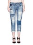 Detail View - Click To Enlarge - 72877 - Knit patch distressed jeans