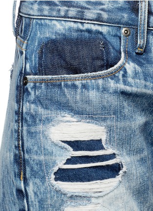 Detail View - Click To Enlarge - 72877 - Knit patch distressed jeans