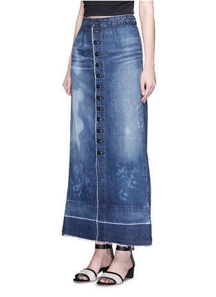 Front View - Click To Enlarge - 72877 - Water stain denim maxi skirt