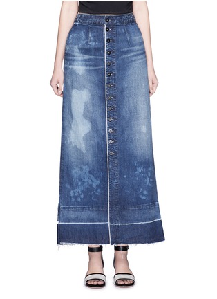 Main View - Click To Enlarge - 72877 - Water stain denim maxi skirt
