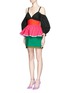 Figure View - Click To Enlarge - ISA ARFEN - Colourblock off-shoulder puff sleeve dress
