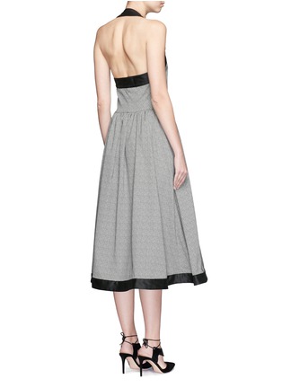 Back View - Click To Enlarge - ISA ARFEN - Fuzzy stripe zip front halterneck dress