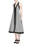 Front View - Click To Enlarge - ISA ARFEN - Fuzzy stripe zip front halterneck dress