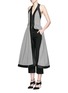 Figure View - Click To Enlarge - ISA ARFEN - Fuzzy stripe zip front halterneck dress