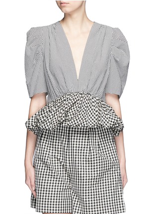 Main View - Click To Enlarge - ISA ARFEN - Gingham print plunge neck top