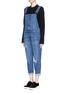 Front View - Click To Enlarge - CURRENT/ELLIOTT - 'The Ranch Hand' distressed denim overalls