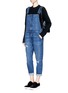 Figure View - Click To Enlarge - CURRENT/ELLIOTT - 'The Ranch Hand' distressed denim overalls