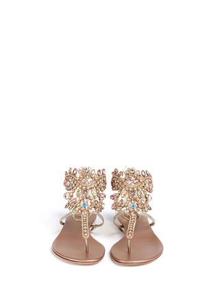 Figure View - Click To Enlarge - RENÉ CAOVILLA - Ethnic strass embroidery snakeskin leather sandals