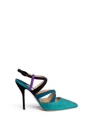 Main View - Click To Enlarge - PAUL ANDREW - 'Soho' caged suede slingback pumps