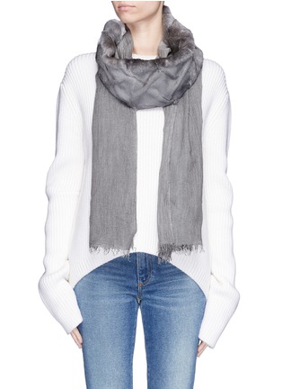Figure View - Click To Enlarge - CUTULI CULT - 'Bustride' rabbit fur panel modal-cashmere scarf
