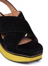 Detail View - Click To Enlarge - MARNI - Suede cutout wedge slingback sandals