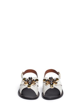 Figure View - Click To Enlarge - MARNI - Rhinestone appliqué pony hair sandals